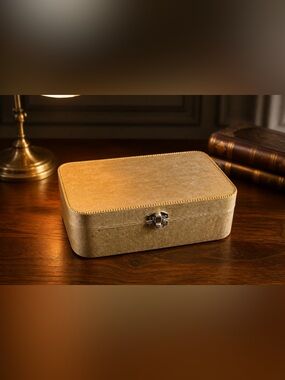 Hand Crafted Gold Jewelry Storage Box with Metal Latch
